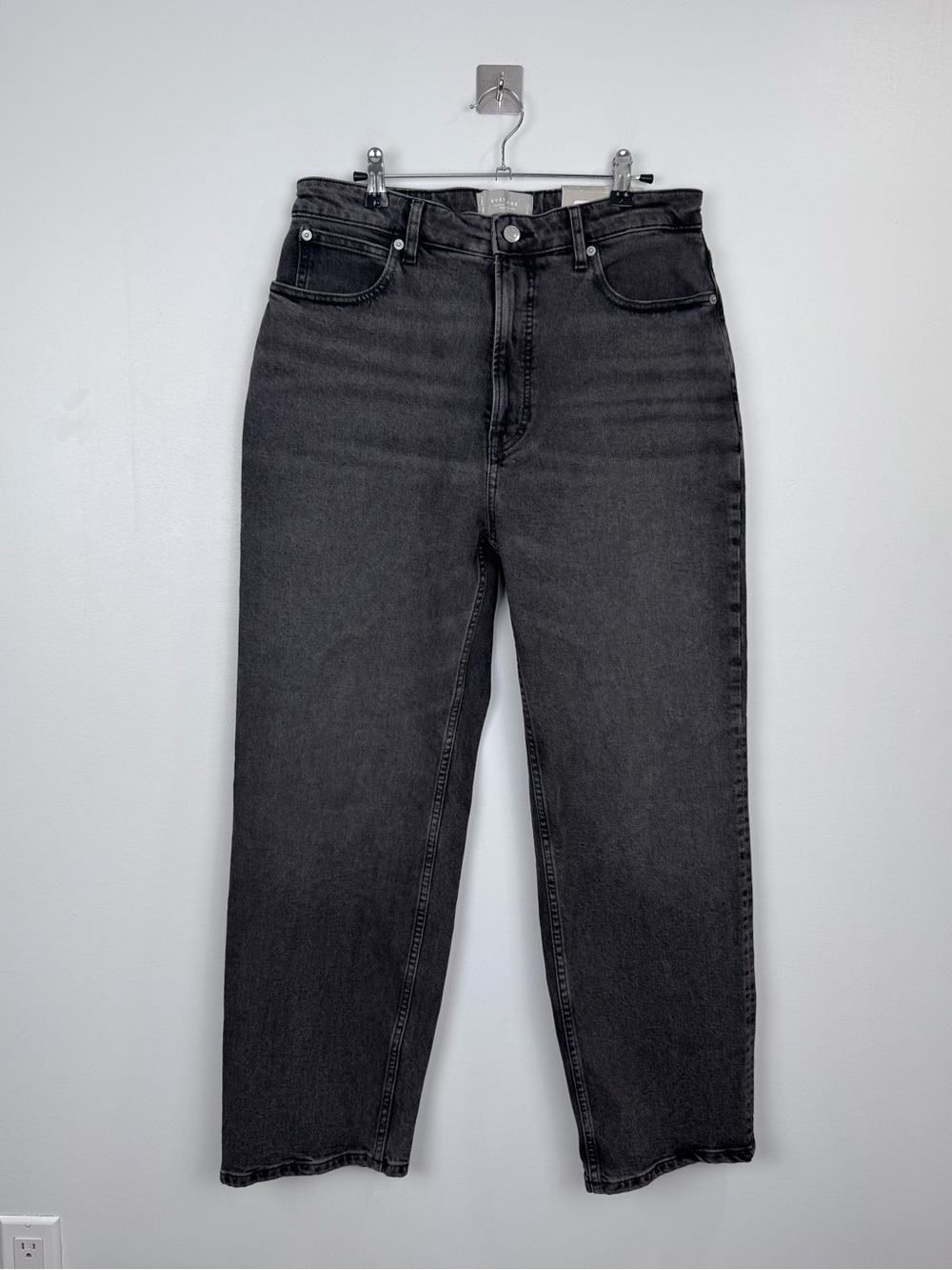 Everlane Washed Black High-Rise Straight Leg Jeans